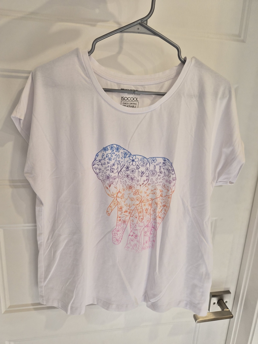 Mountain Warehouse White Short Sleeve Tee with Gradient Floral Elephant